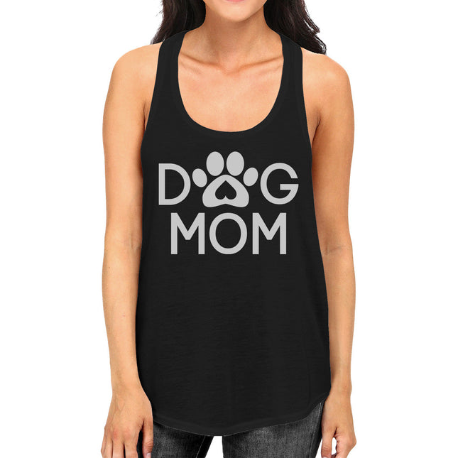 Dog Mom Women's Black Cute Dog Paw Graphic Tank Top for Dog Lovers