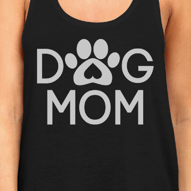 Dog Mom Women's Black Cute Dog Paw Graphic Tank Top for Dog Lovers