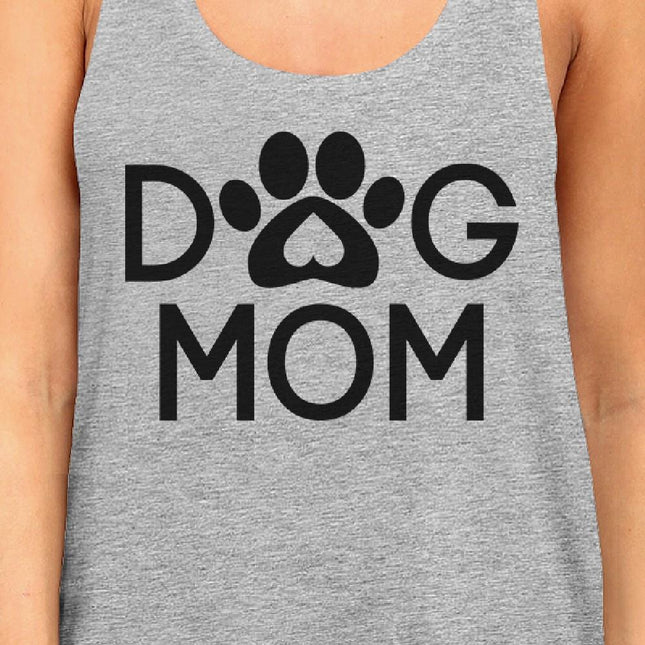 Dog Mom Women's Grey Cute Dog Paw Graphic Tank Top for Dog Lovers