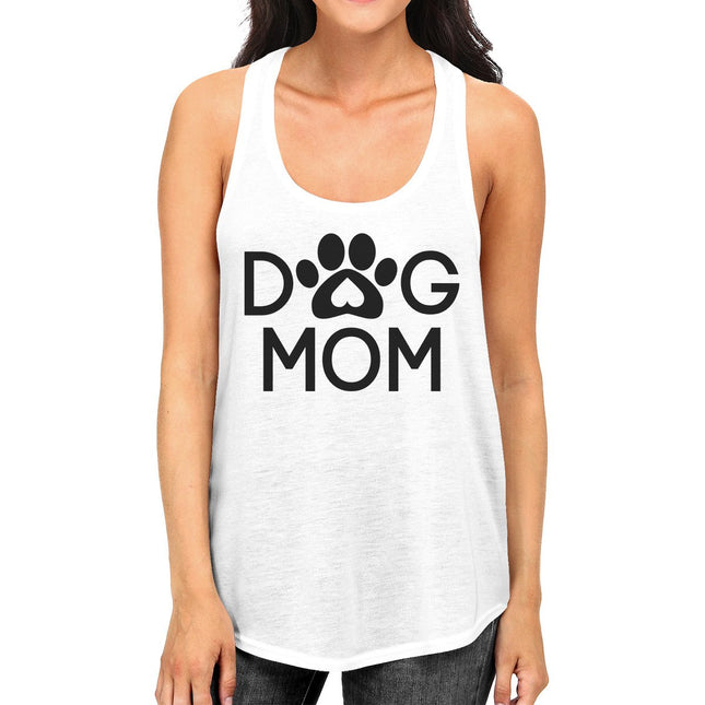 Dog Mom Women's White Cute Dog Paw Graphic Tank Top for Dog Lovers