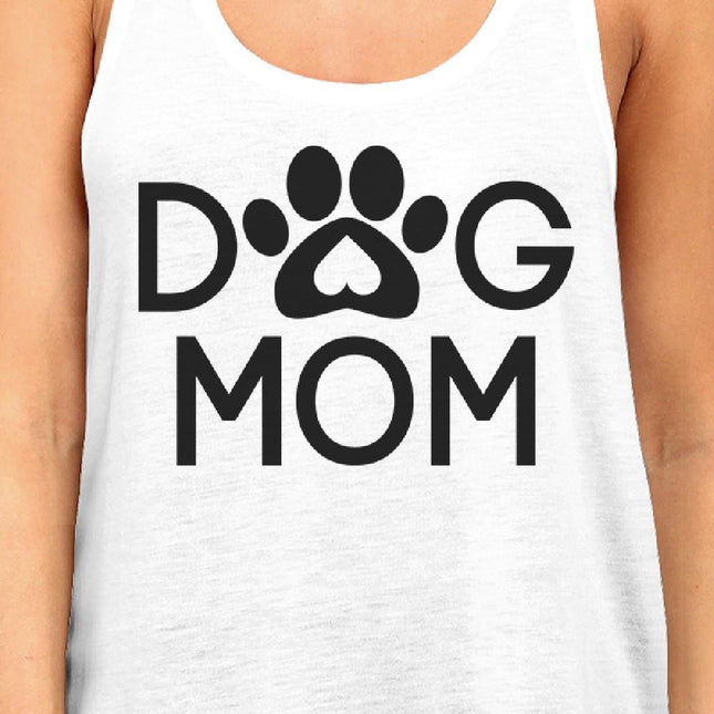 Dog Mom Women's White Cute Dog Paw Graphic Tank Top for Dog Lovers