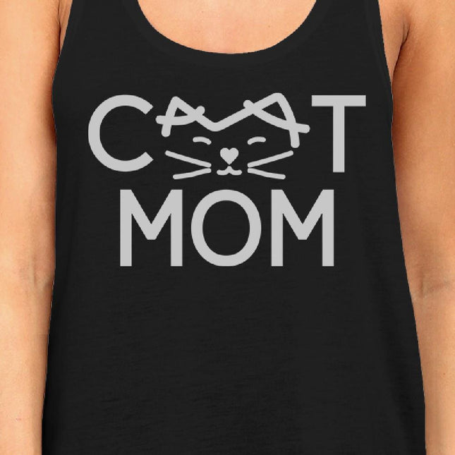 Cat Mom Women's Black Cute Design Cotton Tanks Gifts for Cat Lovers