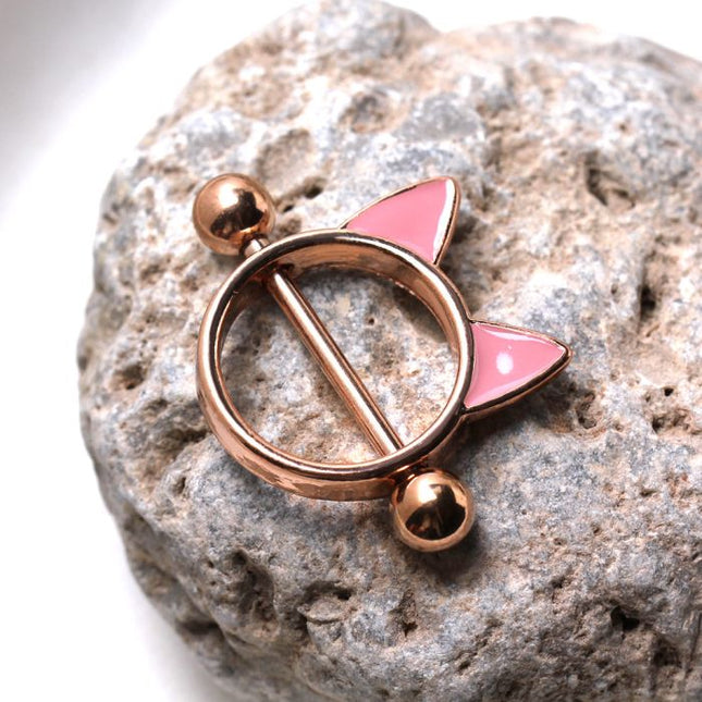 Rose Gold Plated Pink Cat Nipple Shield